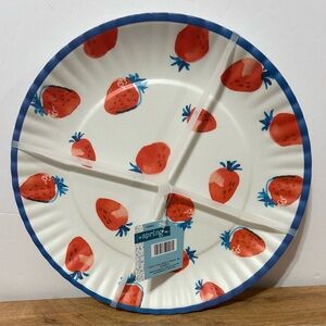 Hobby Lobby Set of 4 Melamine Dinner Plates Strawberries 10.5” NEW
